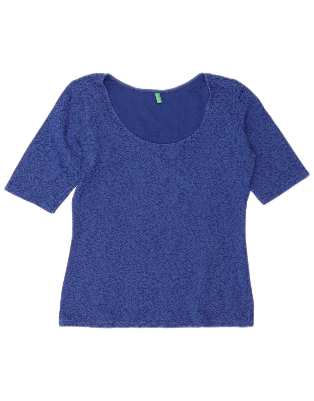 Blusa feminina BENETTON UK 12 algodão paisley azul médio