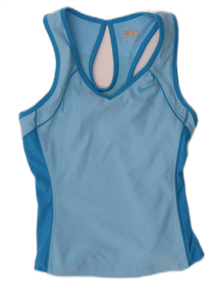 NIKE Womens Crop Vest Top UK 4 XS Azul Poliéster