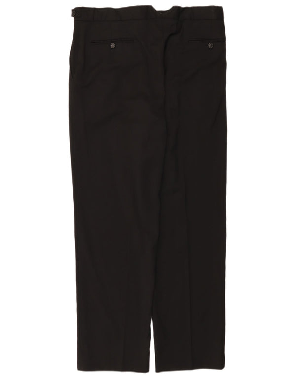 Calça masculina de terno reto Marks & Spencer W34 L31 lã preta