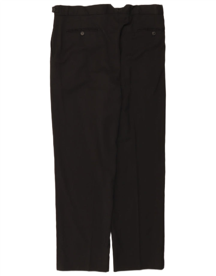 Calça masculina de terno reto Marks & Spencer W34 L31 lã preta