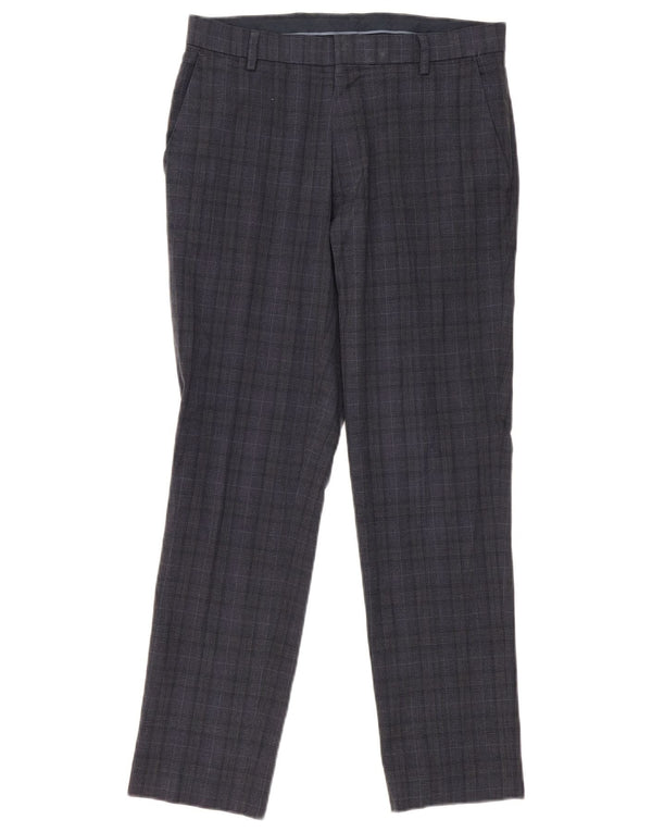 Calça Chino Masculina Slim Fit Marks & Spencer W30 L29 Azul Marinho Xadrez