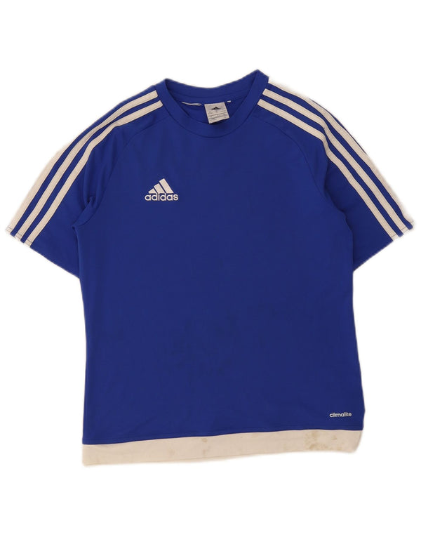 Camiseta Adidas Boys Climalite Graphic Top 13-14 Anos Azul Colorblock