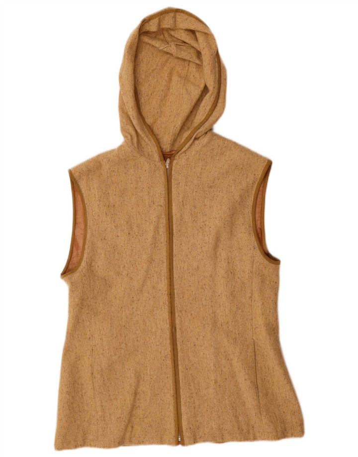 Colete feminino vintage com capuz IT 46 grande bege manchado