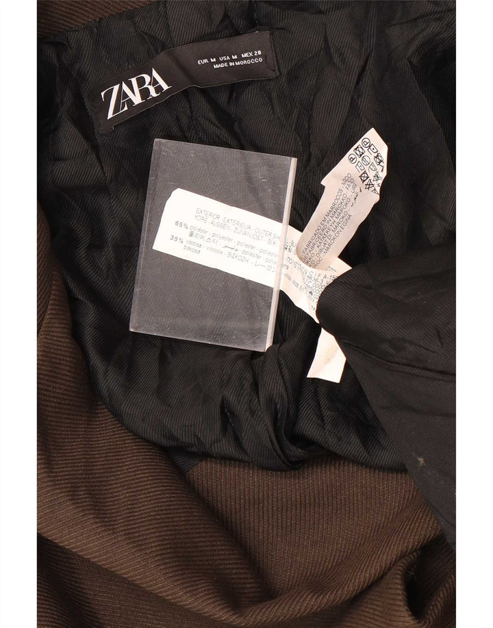 Sobretudo oversized feminino Zara UK 14 poliéster marrom médio