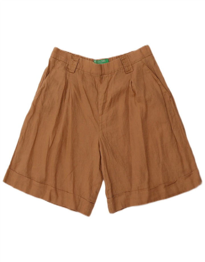 Shorts chino feminino BENETTON W30 linho marrom médio