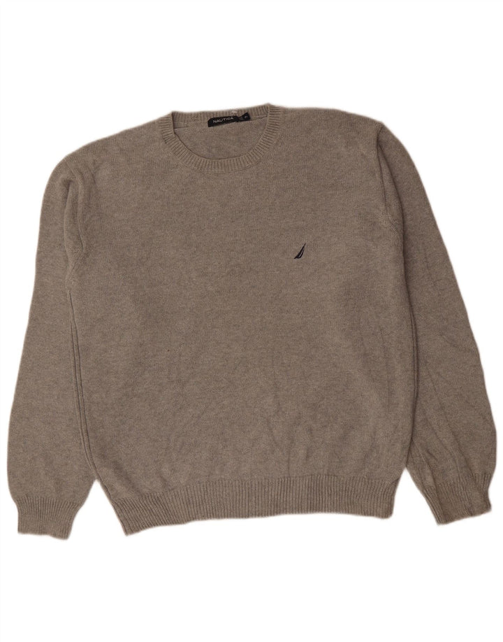 Suéter masculino NAUTICA com gola redonda XL algodão cinza