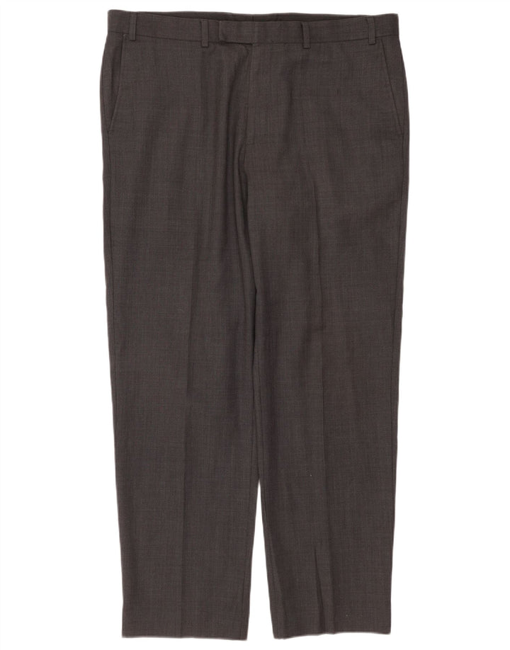Calça masculina de terno cônico Marks & Spencer W38 L31 poliéster cinza