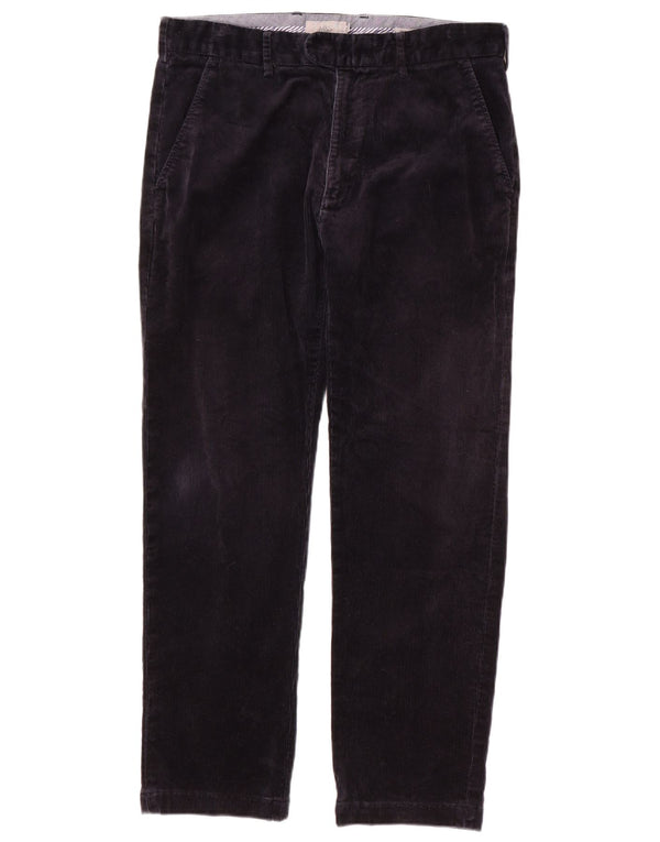 Calça masculina reta de veludo cotelê Marks & Spencer W34 L29 algodão azul marinho