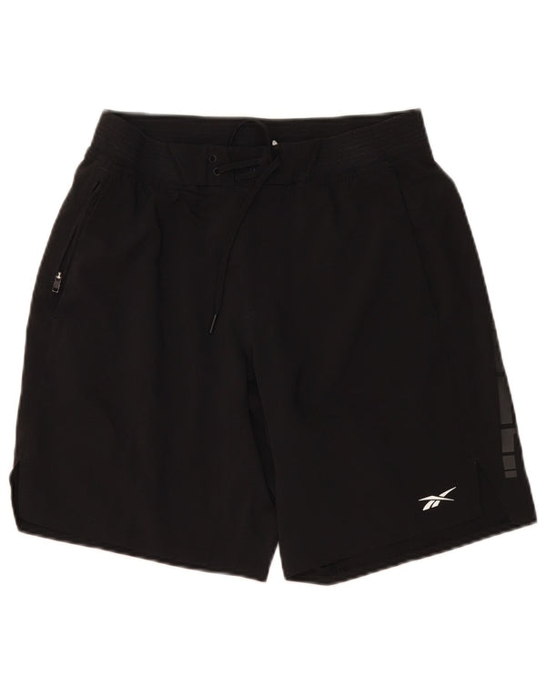 Shorts de natação femininos Reebok Graphic UK 10 pequeno poliéster preto