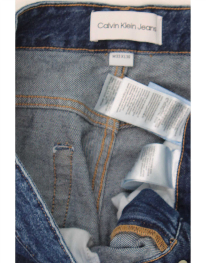 Calvin Klein Masculino Regular Tapered Jeans W33 L30 Azul Algodão