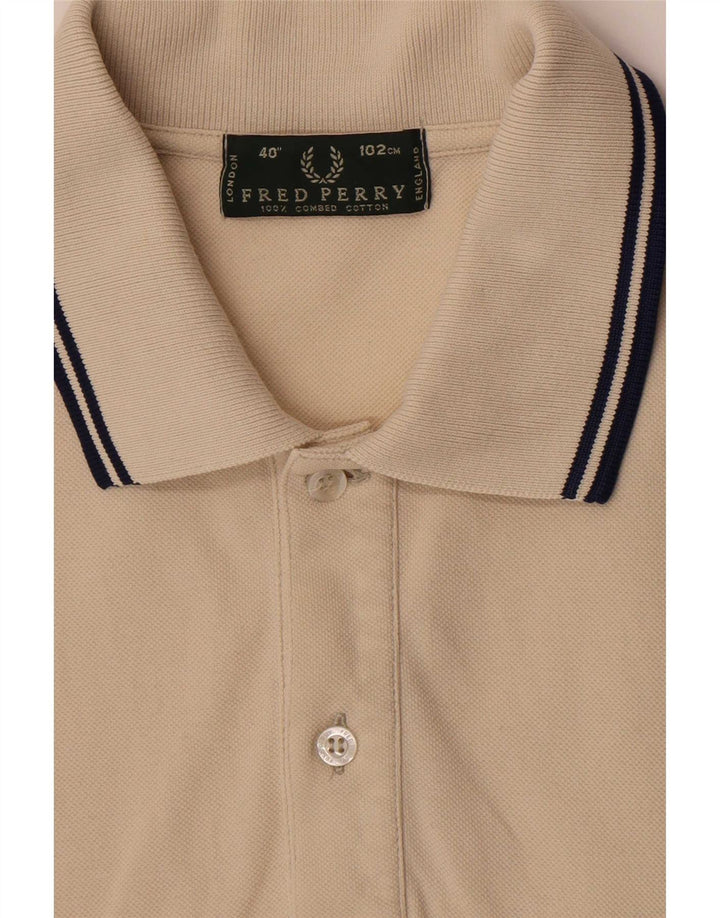 Camisa polo masculina Fred Perry algodão bege médio