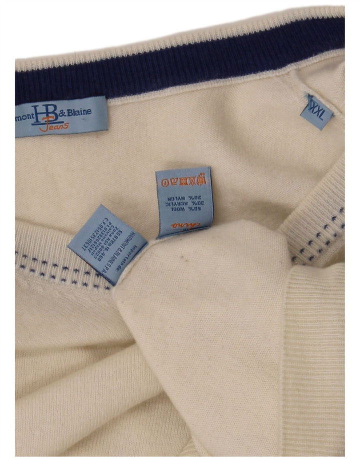 Suéter masculino HARMONT & BLAINE com decote em V 2XL lã branca