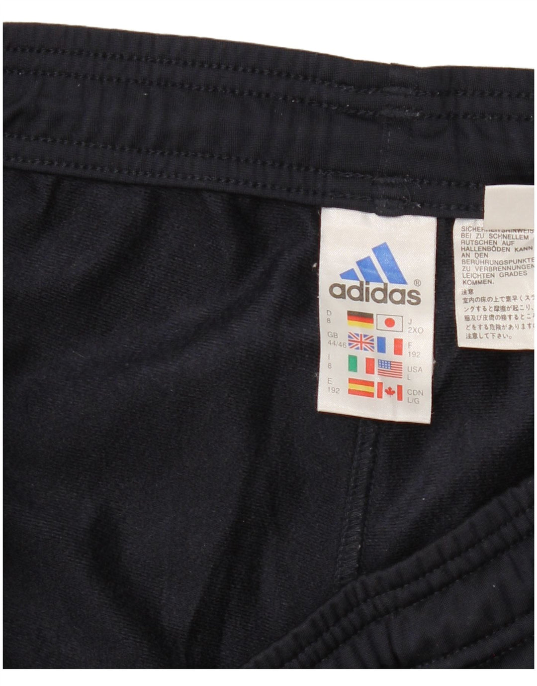 Calças de treino masculinas ADIDAS UK 44/46 grandes azul marinho poliéster