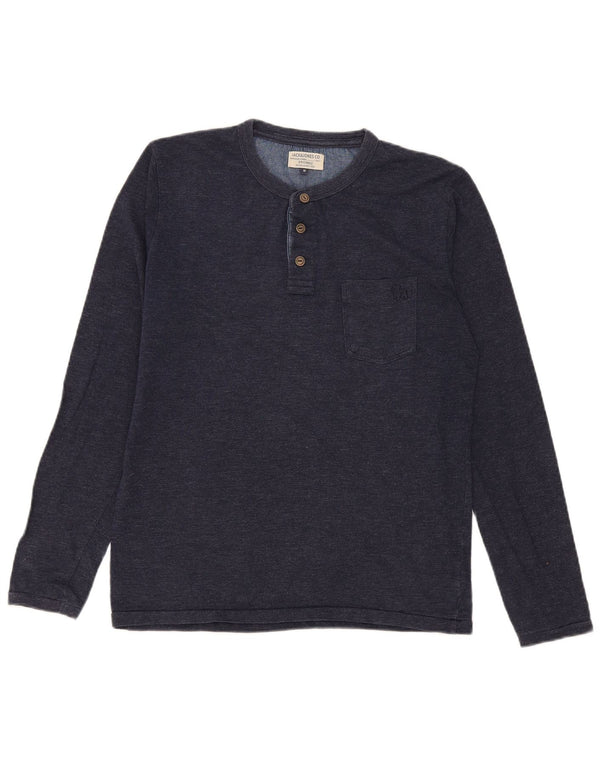 Top masculino Jack & Jones de manga comprida médio azul marinho manchado