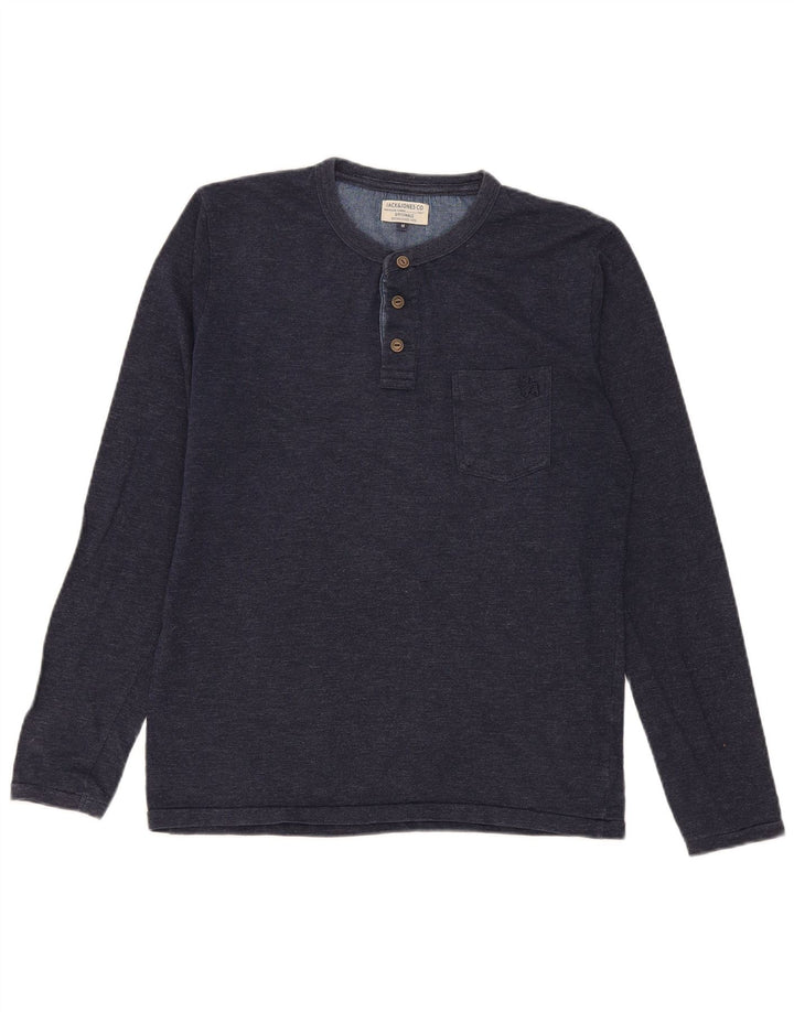 Top masculino Jack & Jones de manga comprida médio azul marinho manchado