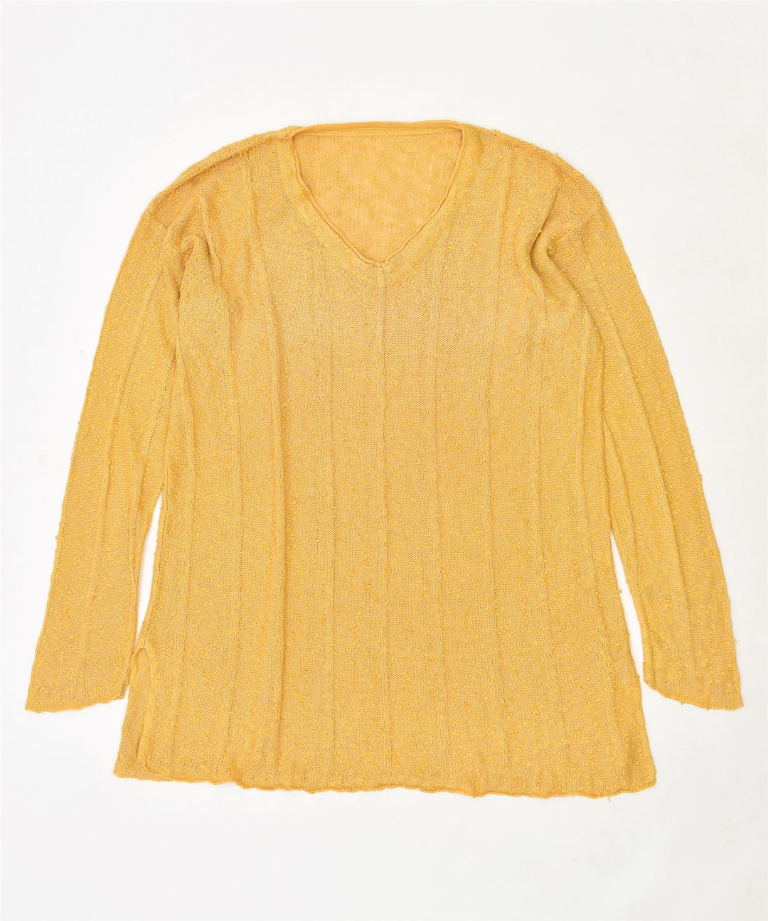 VINTAGE Womens V-Neck Jumper Sweater UK 18 XL Yellow | Vintage | Thrift | Second-Hand | Used Clothing | Messina Hembry 