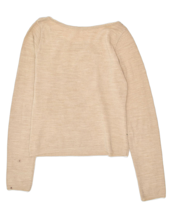 VINTAGE Womens Boat Neck Jumper Sweater UK 10 Small Beige Floral | Vintage | Thrift | Second-Hand | Used Clothing | Messina Hembry 