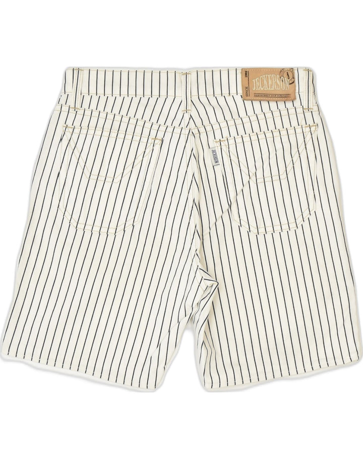 JECKERSON Womens Casual Shorts IT 42  Medium W30 Off White Striped Cotton | Vintage | Thrift | Second-Hand | Used Clothing | Messina Hembry 