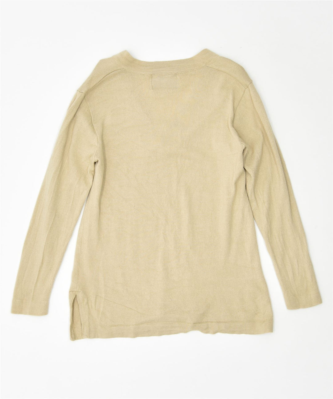 OLIVER Womens V-Neck Jumper Sweater UK 14 Medium Beige | Vintage | Thrift | Second-Hand | Used Clothing | Messina Hembry 