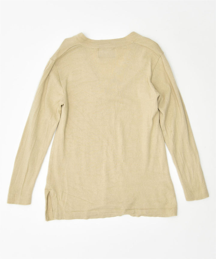OLIVER Womens V-Neck Jumper Sweater UK 14 Medium Beige | Vintage | Thrift | Second-Hand | Used Clothing | Messina Hembry 