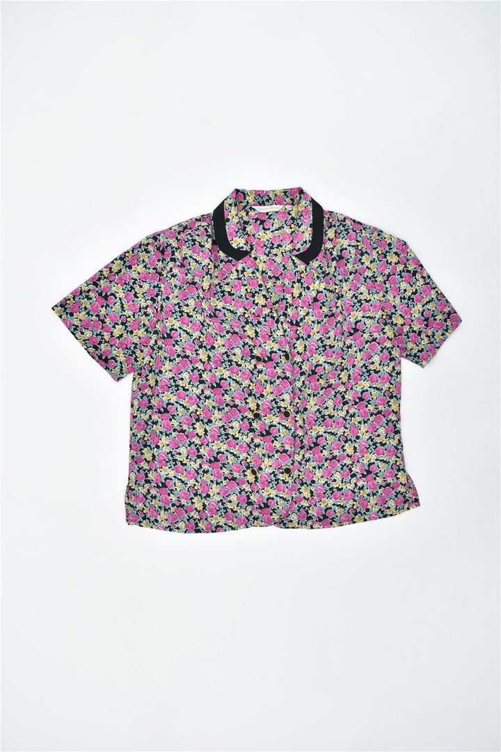 GIORGIO BERALDO Womens Short Sleeve Shirt Blouse IT 49 XL Multicoloured | Vintage | Thrift | Second-Hand | Used Clothing | Messina Hembry 